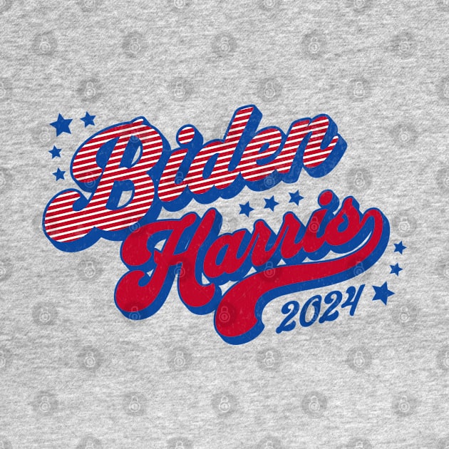 Biden Harris 2024 Groovy Retro Election 2024 Red White Blue by PUFFYP